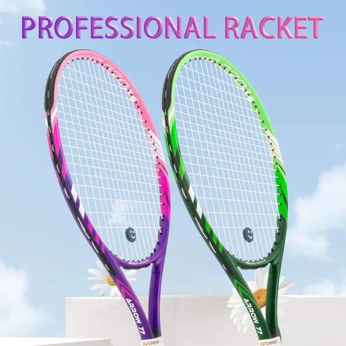 Vista 2 de Raqueta de tenis para niños de 19 pulgadas, 23 pulgadas, 25 pulgadas, raqueta de tenis para jóvenes/jóvenes, con bolsa de transporte, overgrips