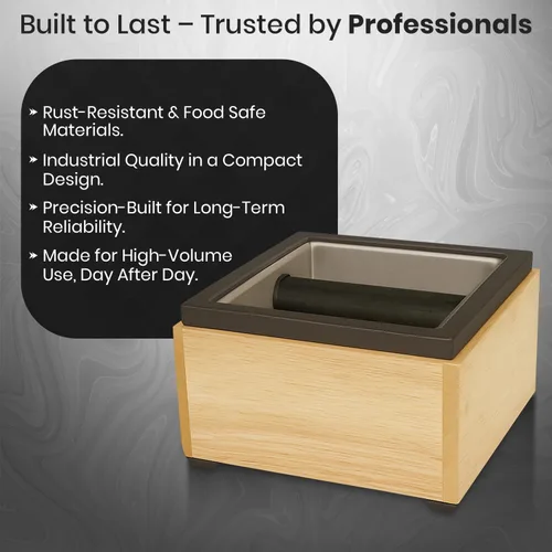 Vista 3 de Rattleware Caja de madera de arce, cubo de café expreso de acero inoxidable
