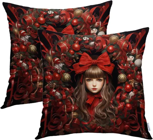 Vista 76 de Batmerry Autumn Maple Leaves Throw Pillow Covers, red Fall Orange Leaves Decorative Pillow Covers Digital Printing Blended for Couch Sofa Bed