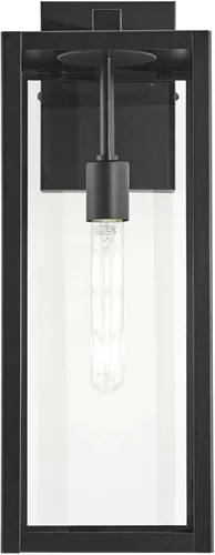 Vista 5 de John Timberland Titan - Juego de 2 lámparas de pared modernas para exteriores, marco rectangular negro místico, paneles de cristal transparente