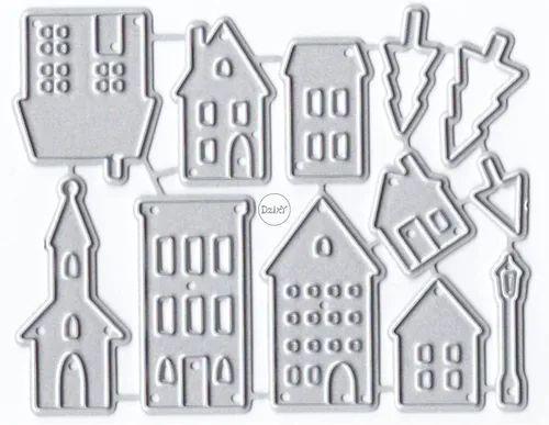 Vista 15 de DzIxY Casas Troqueles de corte de metal para kit de fabricación de tarjetas, troquelados de papel en relieve, plantillas de máquina de álbumes