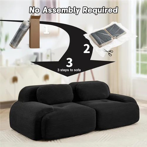 Vista 7 de Juego de sofás seccionales sin hueso de 117 pulgadas para sala de estar, modular en forma de L y sofá de 3 plazas con asiento profundo, almohadas