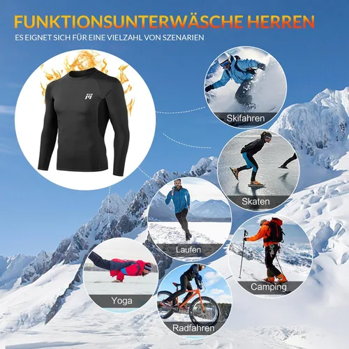 Vista 30 de MEETWEE Paquete de 4/5 camisas de compresión térmica para hombre, manga larga, forro polar, capa base, equipo de entrenamiento de invierno