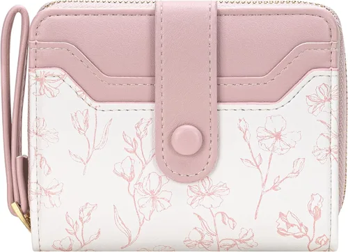 Vista 7 de BIAOTIE - Cartera para mujer con flores bonitas, con bloqueo RFID, tarjetero para tarjetas de crédito, monedero pequeño de dos pliegues