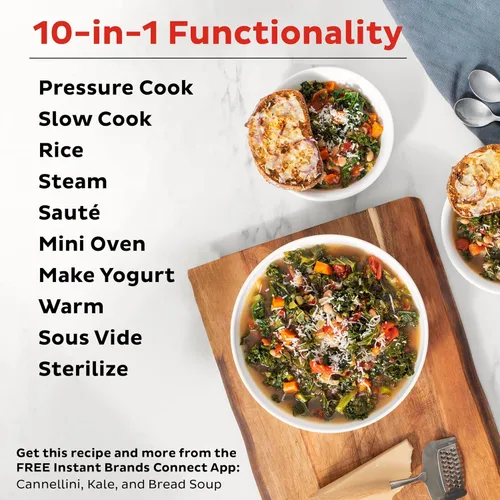Vista 4 de Instant Pot Pro olla eléctrica a presión 10 en 1, olla de cocción lenta, para cocinar arroz y cereales, para saltear alimentos, vaporera, cocción al