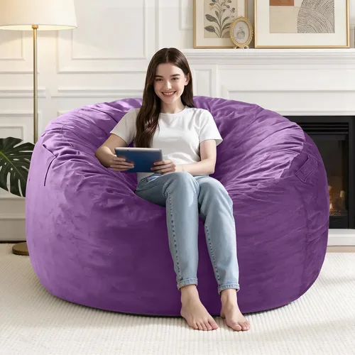Vista 26 de Silla Puf de 2 Pies con Funda de Terciopelo Ultra Suave Sofá Puf con Espuma con Memoria Sillas Puf de Tamaño Grande Sofá Perezoso para Dormitorio