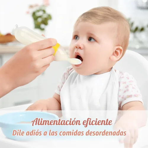 Vista 6 de Juego de cucharas dispensadoras de alimentos para bebés de 4 piezas de silicona - WAJIAYON, cucharas de alimentación con exprimidor de 3 oz