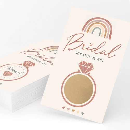 Vista 9 de Printed Party Tarjetas de consejos de boda y buenos deseos, tema boho arco iris, juego de 50