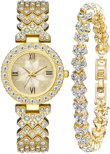 Vista 9 de ADSBIAOYE Relojes de pulsera de lujo para mujer, reloj de pulsera de diamante, reloj de cuarzo casual de moda para mujer