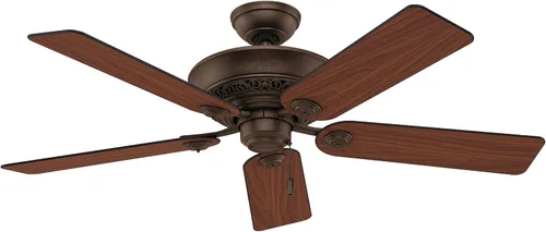 Vista 13 de Ventilador de techo con luz Hunter 53200, de 52 pulgadas, al estilo de campo italiano, color cacao