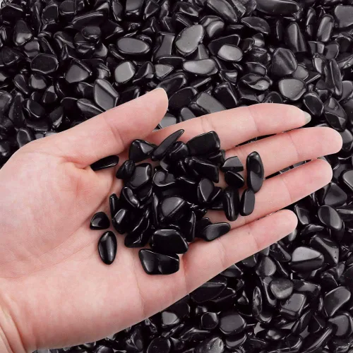 Vista 3 de Twdrer Pequeñas virutas de obsidiana negra natural de 2 libras/33.51 oz, piedra triturada, piedra de cuarzo de forma irregular, curación de roca
