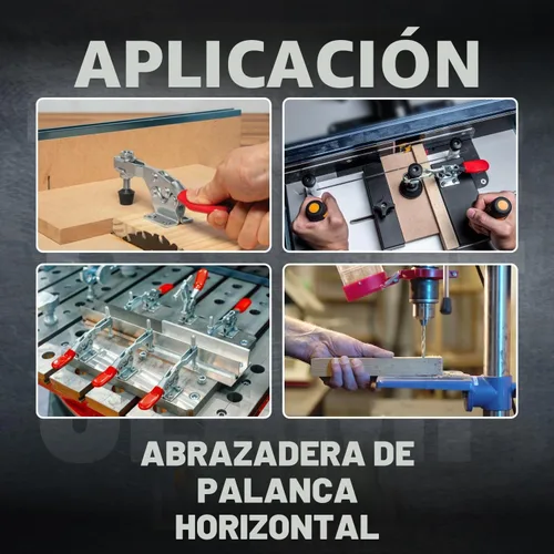 Vista 6 de POWERTEC Abrazaderas de palanca de 8 unidades, capacidad de 300 libras, abrazaderas horizontales de liberación rápida 201B con punta de presión