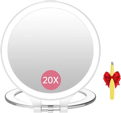 Vista 10 de FASCINATE Espejo de Aumento 10X 1X de Doble Cara con Magnificación Espejo de Tocador para Maquillaje Espejo Iluminado Recargable con 3
