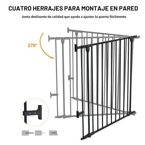 Vista 7 de Bonnlo Puerta de bebé configurable de 120 pulgadas de ancho, valla de seguridad para chimenea, patio de juegos de metal ajustable de 5 paneles