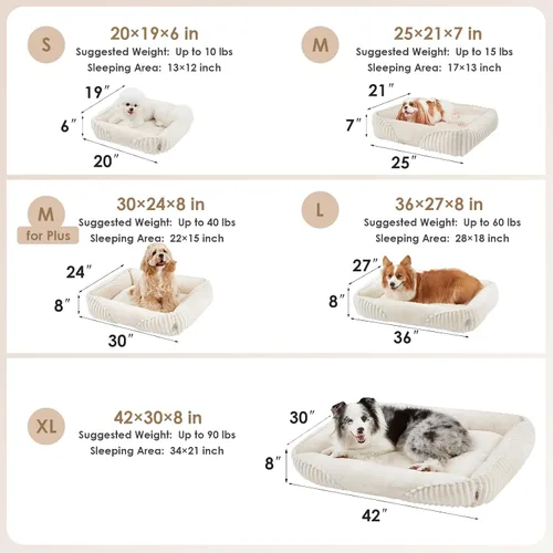 Vista 6 de EHEYCIGA Linda cama para perro de tamaño mediano, cama para mascotas de 30 Crema