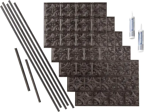 Vista 14 de FASÄDE Kit de protector contra salpicaduras decorativo de vinilo estilo tradicional/patrón 1 de 15 pies cuadrados en bronce antiguo