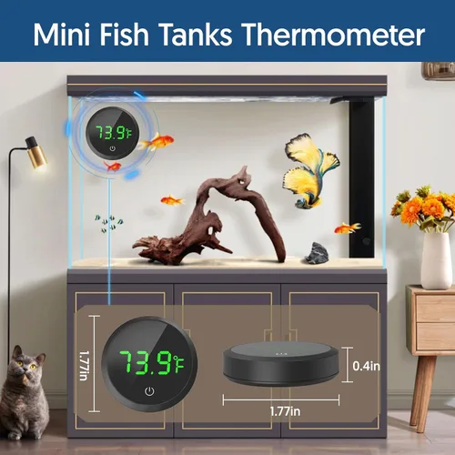 Vista 6 de Termómetro para tanque de peces QZQ Termómetro de acuario Termómetro de tanque de peces inalámbrico con pantalla LED de visualización táctil digital