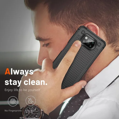 Vista 6 de Jeylly Funda para Xiaomi Poco X3 NFC con protector de pantalla de vidrio templado [2 paquetes], resistente a prueba de golpes, funda protectora