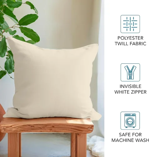 Vista 3 de Encasa XO Fundas de almohada de 16 x 16 pulgadas – Sublimación en blanco natural (paquete de 4) paquete con cremallera invisible – Fundas de cojín
