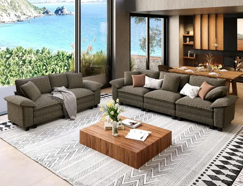 Vista 33 de SUNSHINE VALLEY - Juego de sofá de 2 piezas para sala de estar, sofá biplaza y sillón