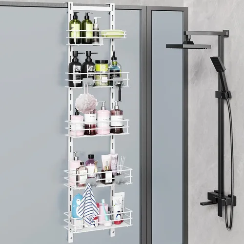 Vista 20 de Orimade Organizador de Ducha Sobre la Puerta Ajustable de 3 Niveles Negro, Estante Colgante para Baño a Prueba de Óxido con 4 Ganchos, Organizador