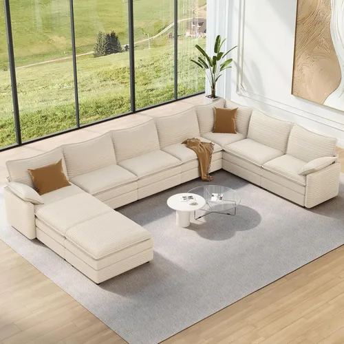 Vista 126 de Vesgantti Sofá modular de 108 pulgadas, cómodo sofá de nube con asiento profundo otomano movible, sofá modular en forma de L, sofás seccionales
