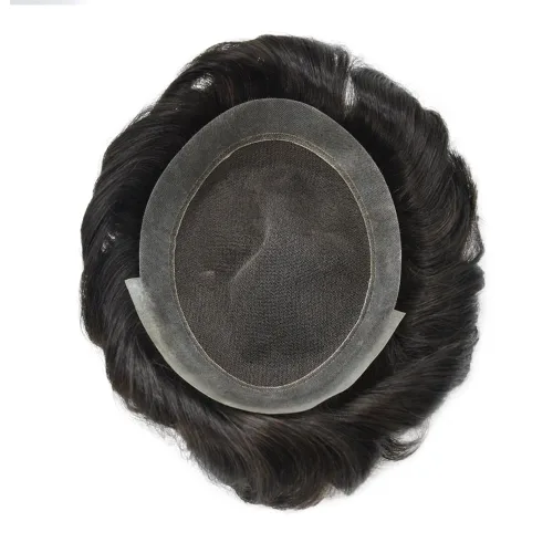 Vista 6 de Toupee For Men Real Human Hair Mens Toupee Hair Replacement System Swiss Lace Toupee For Men Natural Human Hair Piece Mens Toupee6*8"-90% density#2