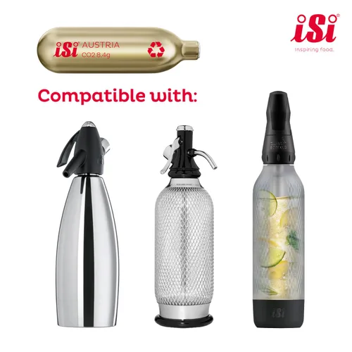 Vista 2 de iSi North America Cargadores de sifón de soda de CO2, 0.30 oz de dióxido de carbono, compatible con Classic SodaMaker y sifón de soda de acero