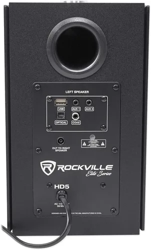 Vista 5 de Rockville (2) HD5B 5" 150w RMS Powered Bluetooth Librería Altavoces de cine en casa