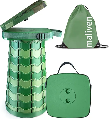 Vista 11 de Taburete plegable para acampar con cojín de asiento y bolsa de nailon, taburete telescópico portátil cuadrado, taburete plegable ligero y resistente