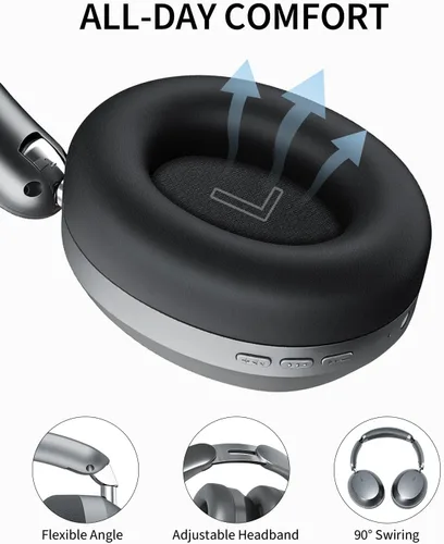 Vista 7 de Wentronic Y04 - Audífonos inalámbricos Bluetooth sobre la oreja, sumérgete en cada ritmo con cancelación activa de ruido y sonido de alta