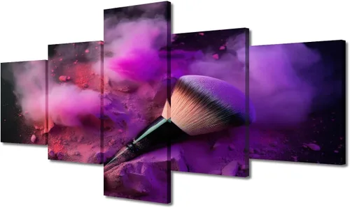 Vista 23 de Póster abstracto de labios de niña, cuadros dorados sobre lienzo, arte de pared, hermosos pósteres e impresiones en lienzo de 5 piezas, arte