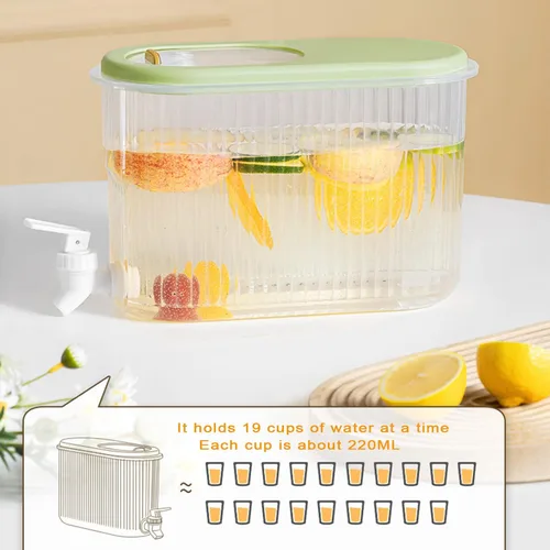 Vista 5 de Dispensador de bebidas de 3.5L/1 galón, hervidor frío con grifo, dispensador de jarra de agua duradero de plástico para refrigerador, cubo