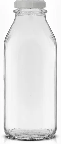 Vista 6 de JoyJolt Botellas de leche de vidrio con tapas y vertedor – 32 onzas, paquete de 3 botellas de vidrio reutilizables, herméticas, sin BPA, de grado