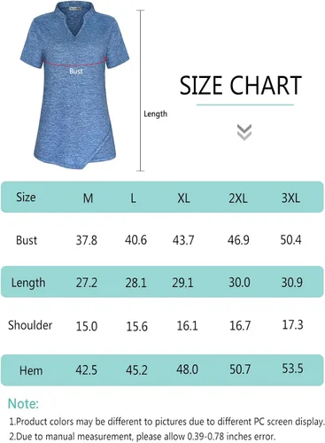 Vista 7 de MISS FORTUNE Camiseta de golf con cuello en V y secado rápido para mujer