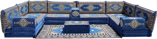 Vista 54 de arabicsofa Cojines de piso árabe en forma de U – Sofá tradicional Majlis con sofá otomano