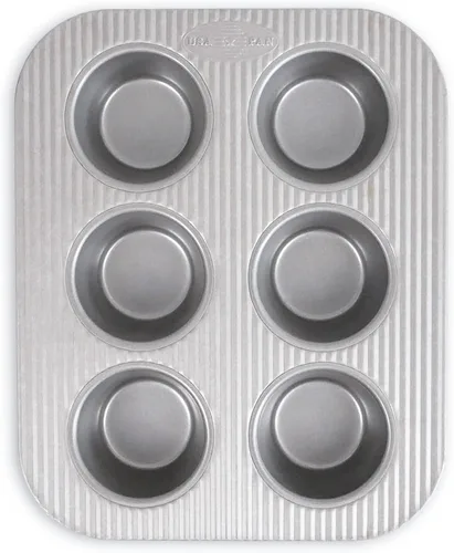 Vista 11 de USA Pan Molde para magdalenas Jumbo Texas, 6 cavidades, revestimiento antiadherente y liberación rápida, acero aluminizado