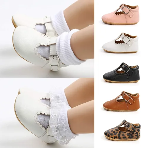Vista 2 de SOFMUO Zapatos deportivos de cuero con cordones para bebés, niños y niñas, suela de goma suave, mocasines Oxford para recién nacidos
