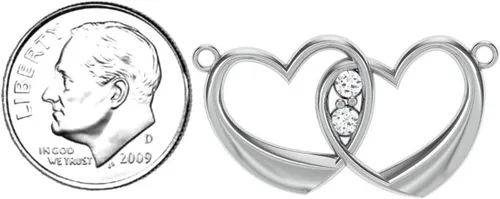 Vista 2 de TSD JEWLR - Colgante de corazones fusionados de oro de 14 quilates con piedras natales y grabados personalizados