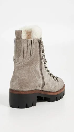 Vista 4 de Jeffrey Campbell Botas de combate Culvert Sherpa para mujer, color gris topo, bronceado, gris, talla 9.5 M de EE. UU, Bronceado, gris pardo