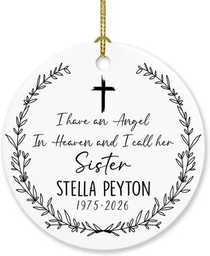 Vista 16 de Sister are Joined - Adorno de Navidad de corazón a corazón, adorno de Navidad personalizado con nombre de hermana, regalo para dos hermanas, adorno