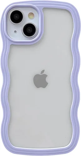 Vista 8 de Caseative Funda para iPhone 13, color negro Forma de marco de onda rizada linda a prueba de golpes suave