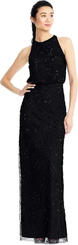 Vista 5 de Adrianna Papell Vestido estilo blusa con cuentas Art Deco para mujer con escote halter