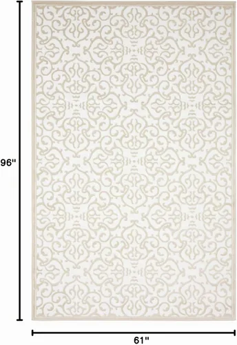 Vista 2 de Unique Loom Rushmore Collection Johnson - Alfombra rectangular de 5 pies 1 pulgada x 8 pies, color blanco nieve/beige