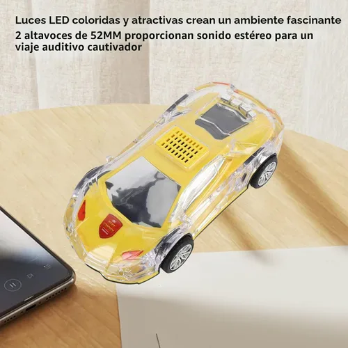 Vista 7 de Yoidesu Altavoz Bluetooth para coche, estilo retro con luces LED, 8.7 pulgadas USB recargable, amarillo