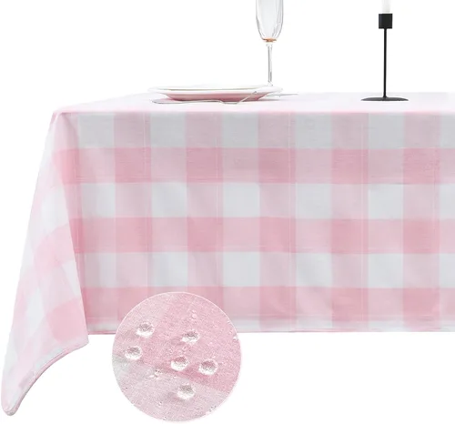 Vista 10 de Mantel rectangular de 70.9 x 55 pulgadas, mantel de cuadros impermeable y reversible, funda de mesa de picnic de mezcla de algodón lavable