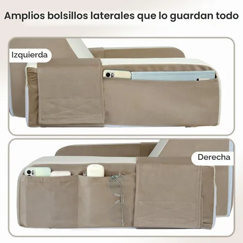 Vista 5 de Vekkia Almohada de lectura de 21 pulgadas para sentarse en la cama, almohada ergonómica de cuña trasera de 60° con espuma de múltiple densidad