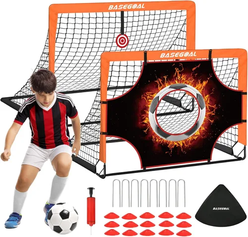Vista 12 de BaseGoal Soccer Goals for Backyard Set of 2, 4x3ft, Mini Soccer Net Negro