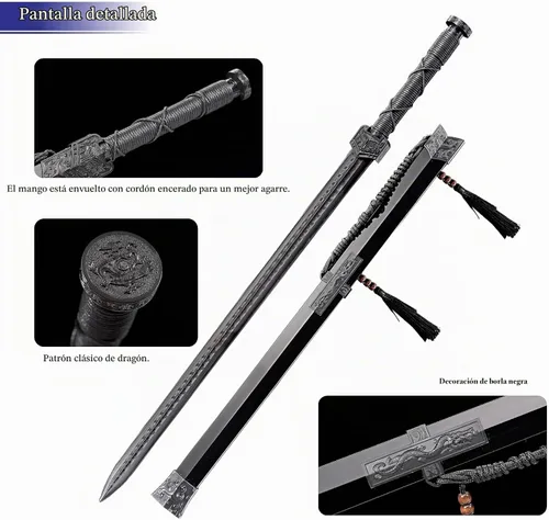 Vista 4 de Espada Han China de Polipropileno de Alta Resistencia con Cuchillo Samurái de Entrenamiento, Espada de Entrenamiento
