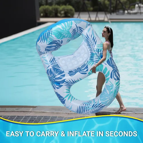 Vista 4 de Pool Float for Adults with Canopy, Inflatable Chair Lounge Floaties with Adjustable Sun Shade Cover, Drink Holder, Ergonomic Headrest